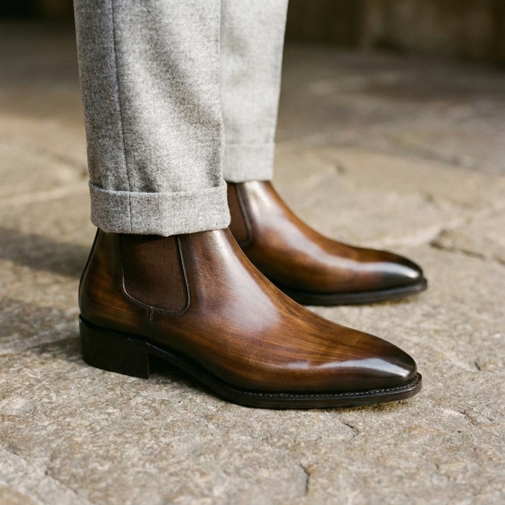 Botte Chelsea - Patine Marron