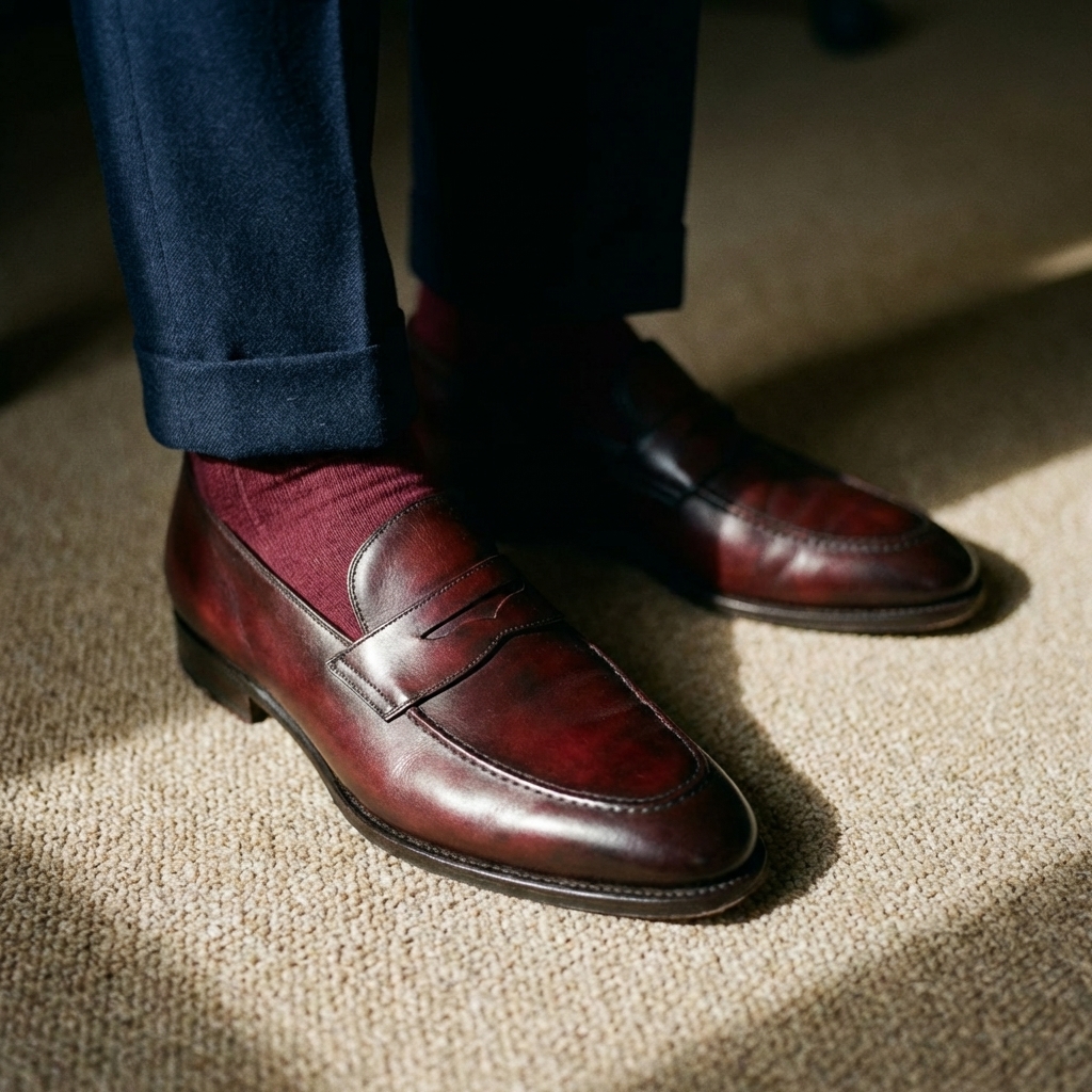 Mocassin à Glands - Patine Bordeaux