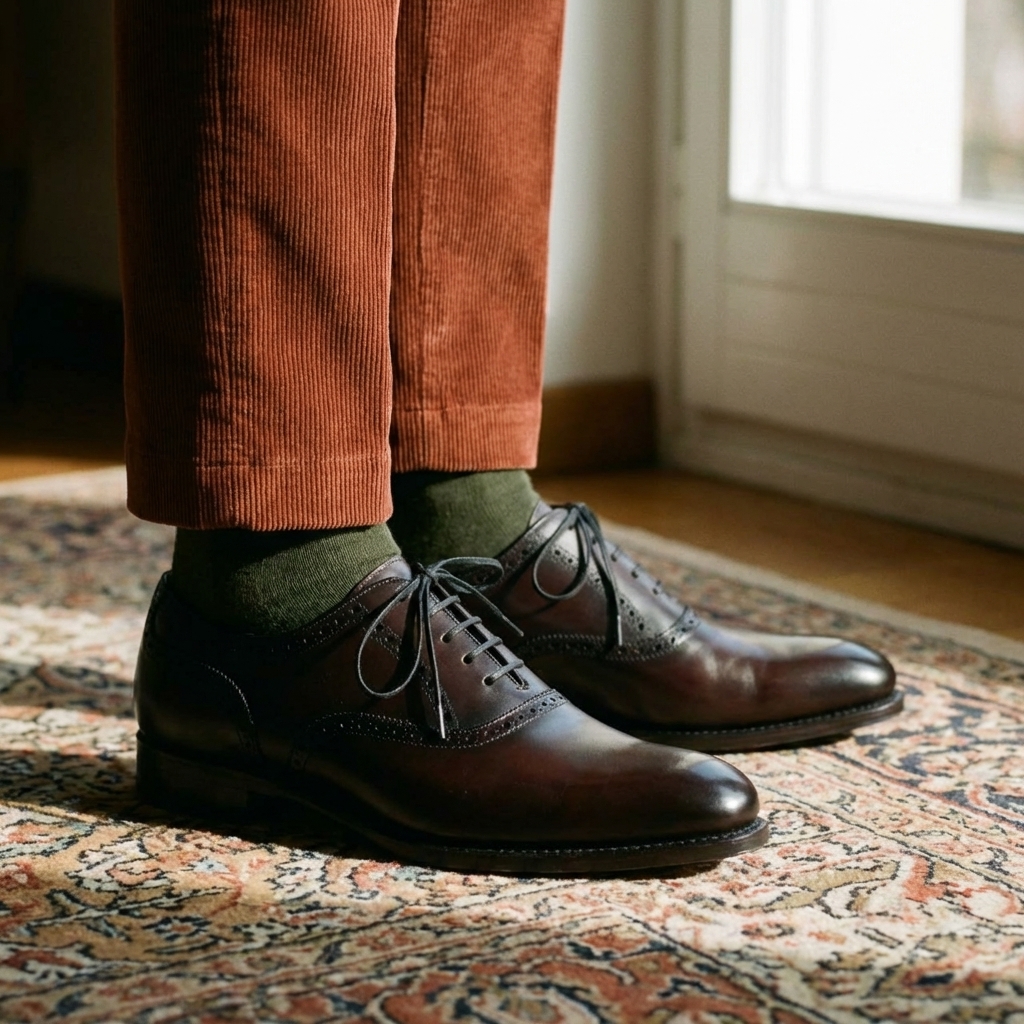 Saddle Oxford - Veau Marron Foncé