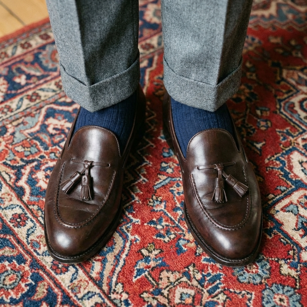 Mocassin à Glands - Box Calf Marron Foncé