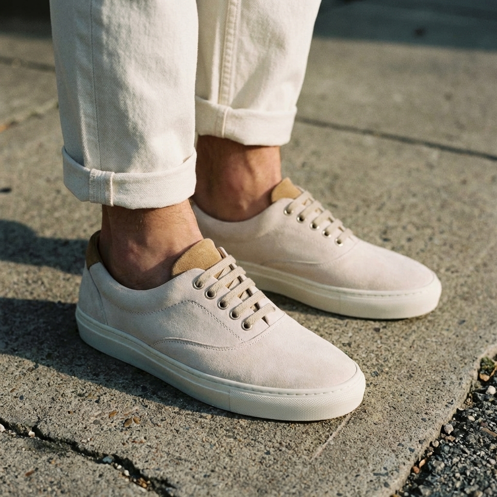 Chaussure Bateau - Daim Camel et Blanc